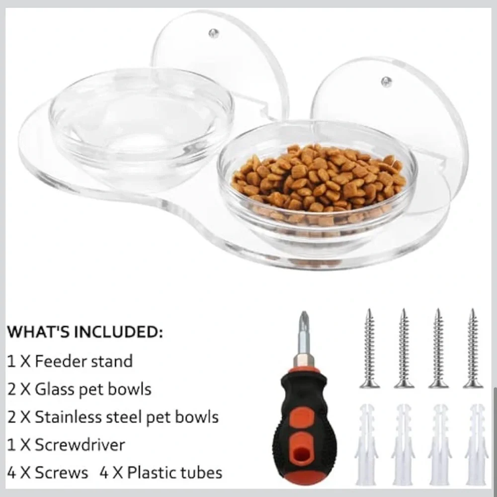 clear acrylic wall mounted pet feeder bowls minimalist elevated feeding set